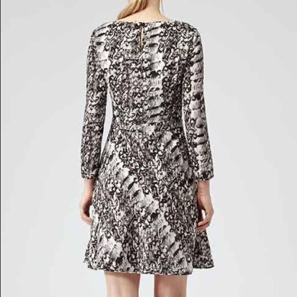 REISS Heidi Snake Print Flared Dress - Picture 3 of 10